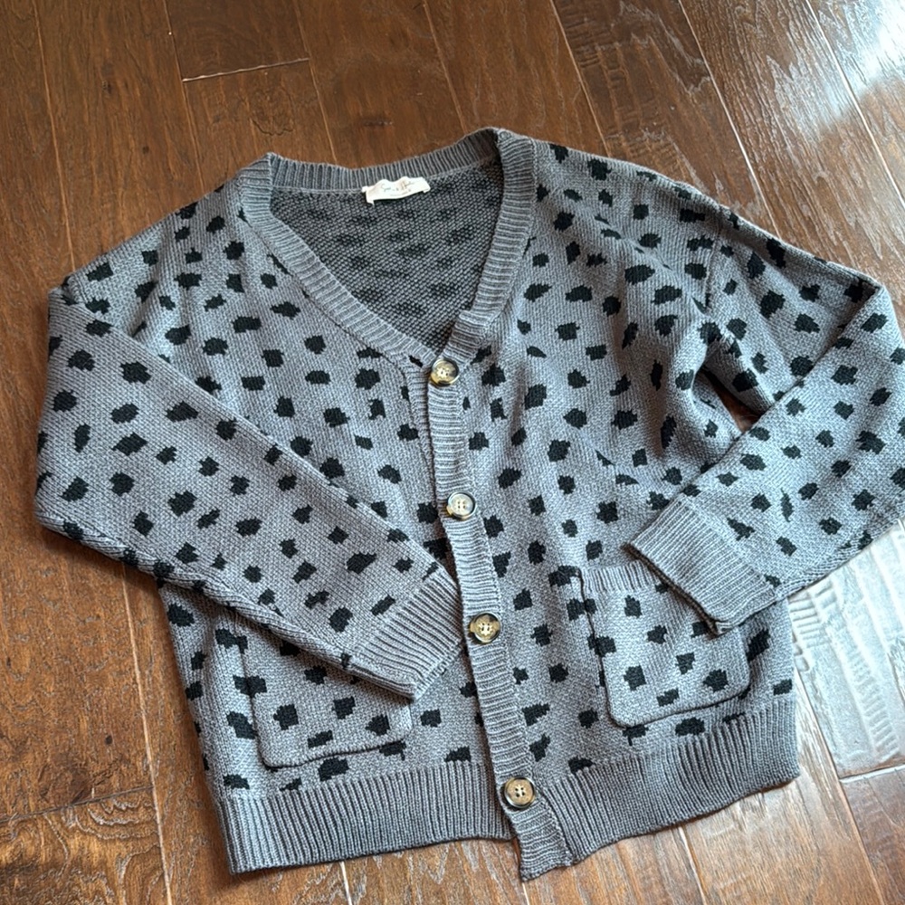 Gray and Black Patterned Women's Cardigan